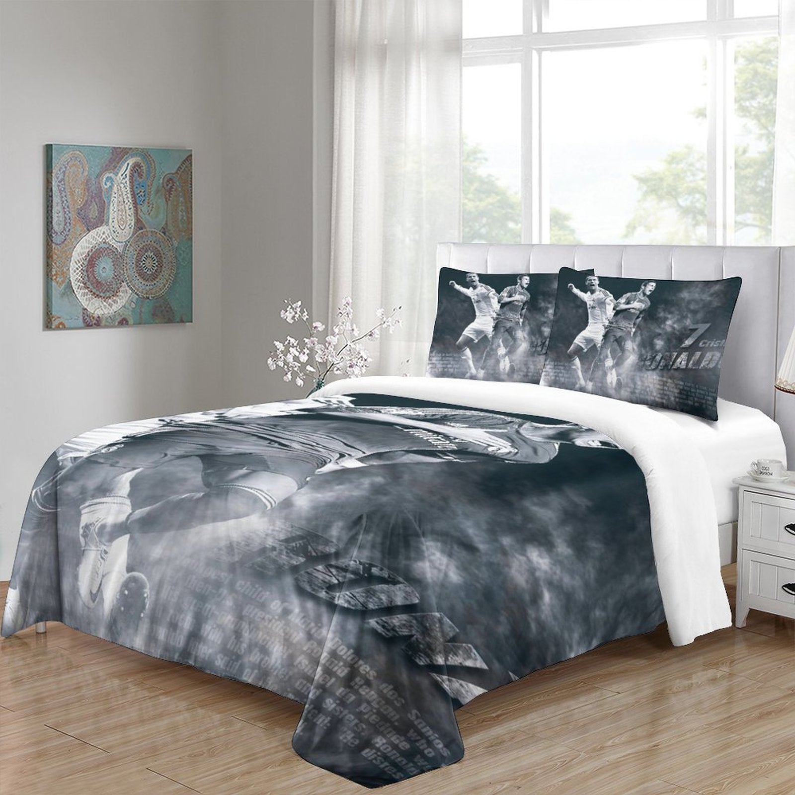 Juego de cama con estampado de Cristiano Ronaldo CR7, edredón y funda de edredón