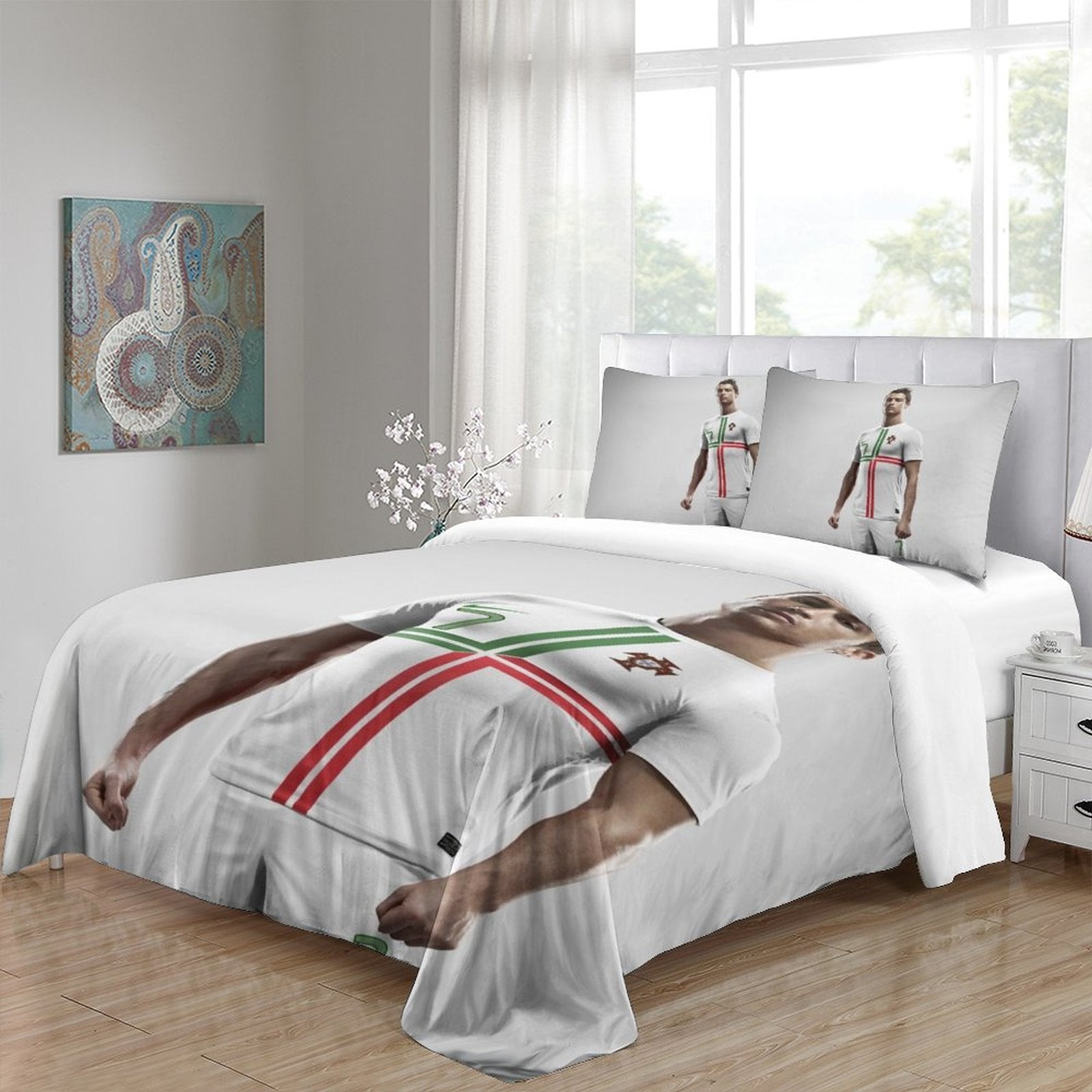 Juego de cama con estampado de Cristiano Ronaldo CR7, edredón y funda de edredón