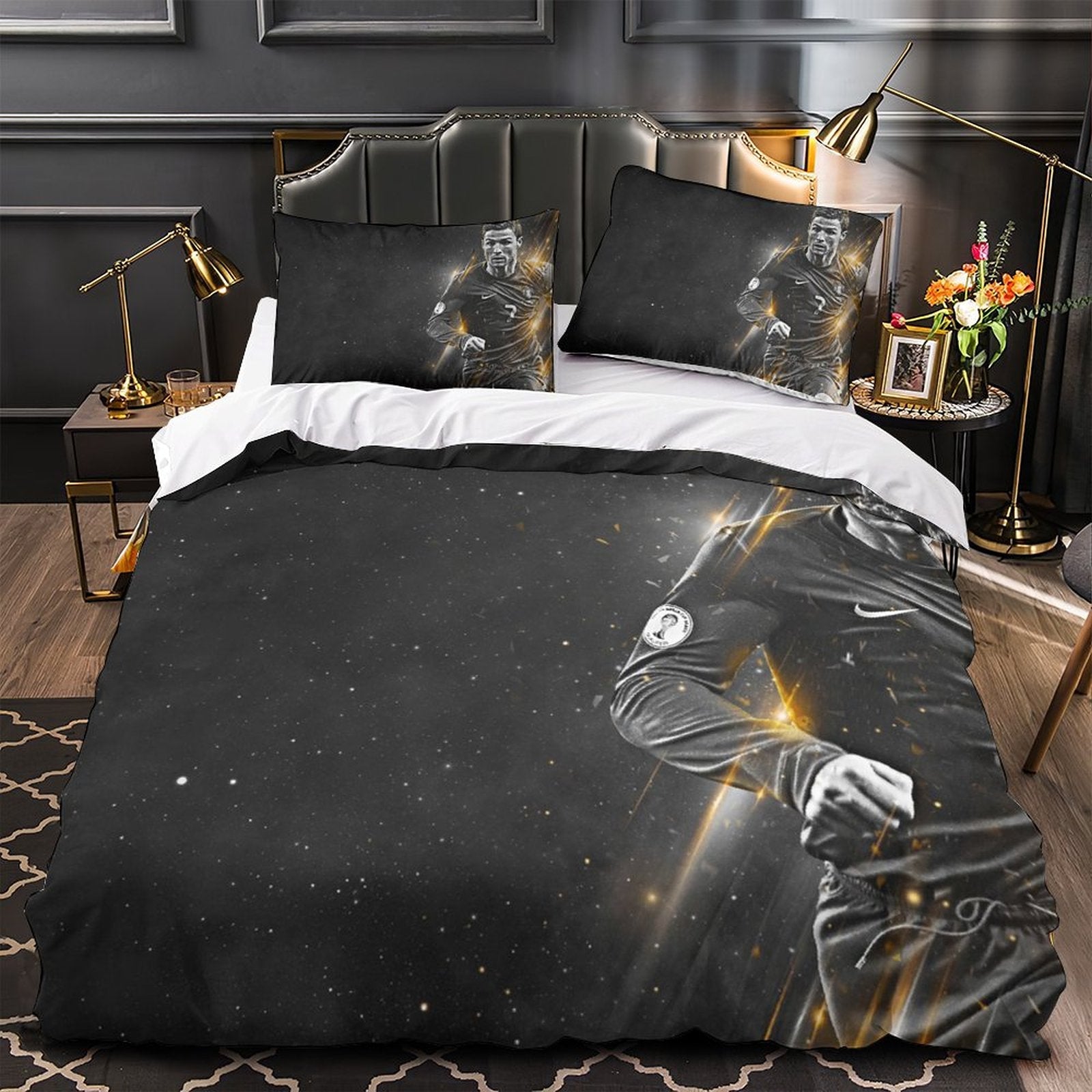Juego de cama con estampado de Cristiano Ronaldo CR7, edredón y funda de edredón