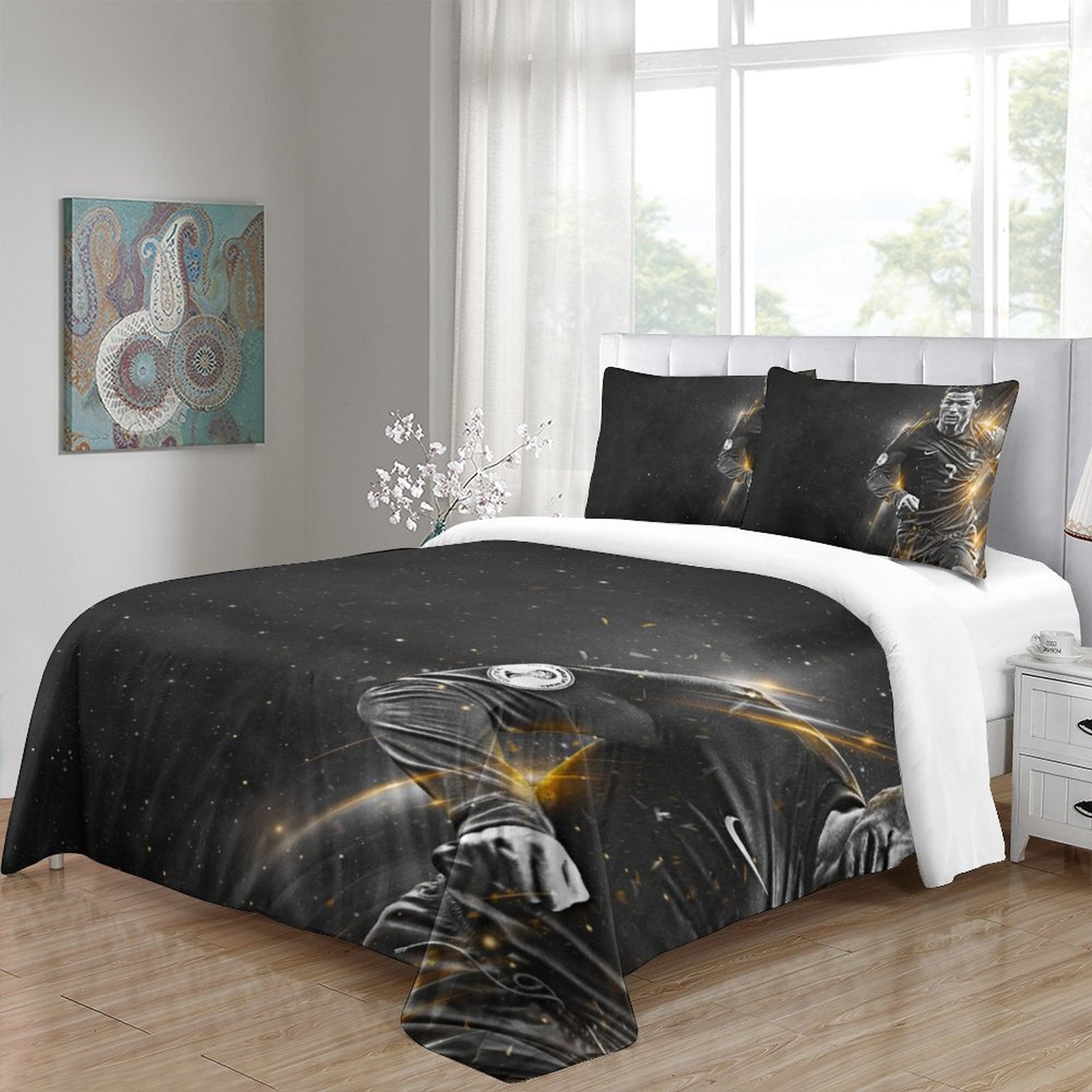 Juego de cama con estampado de Cristiano Ronaldo CR7, edredón y funda de edredón