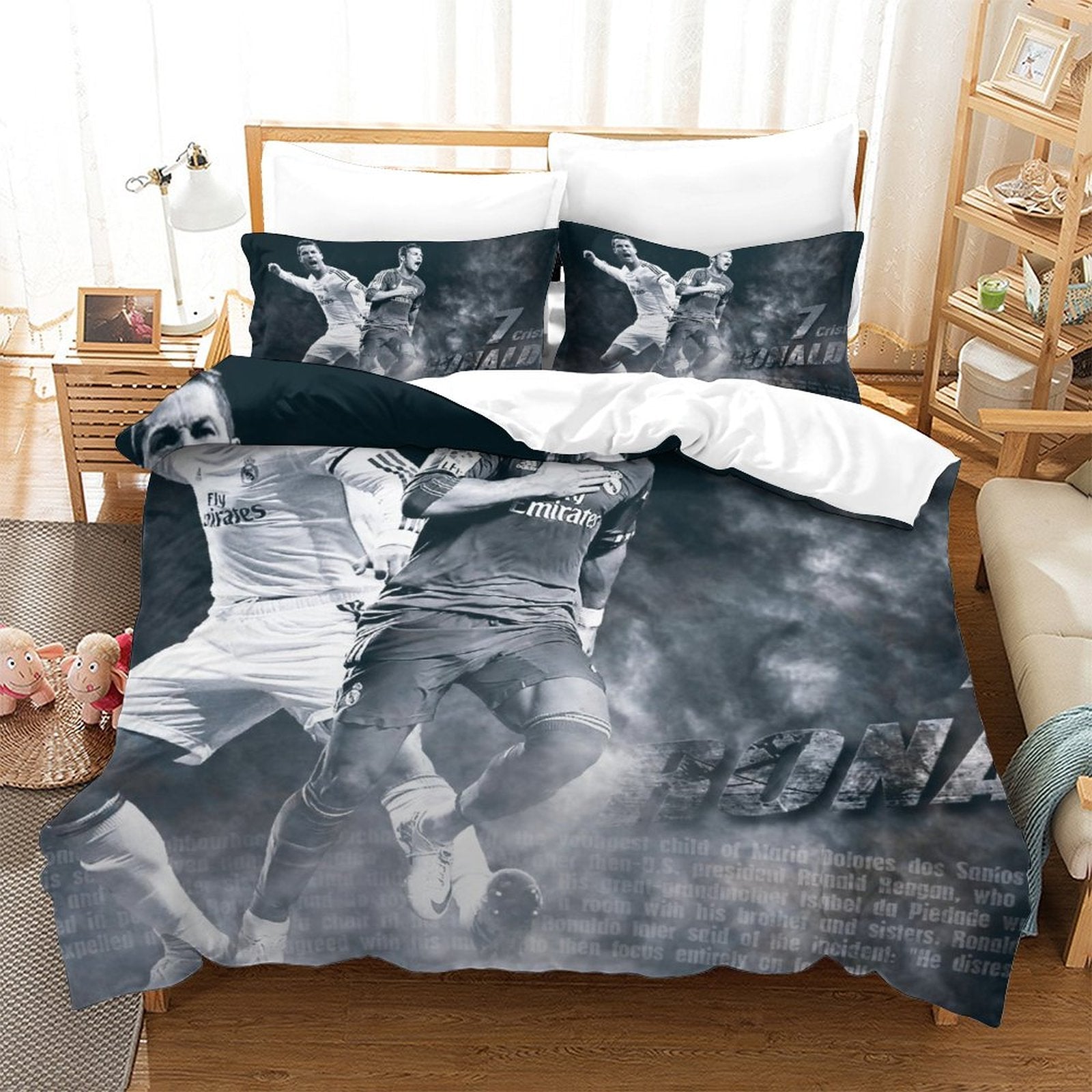 Juego de cama con estampado de Cristiano Ronaldo CR7, edredón y funda de edredón