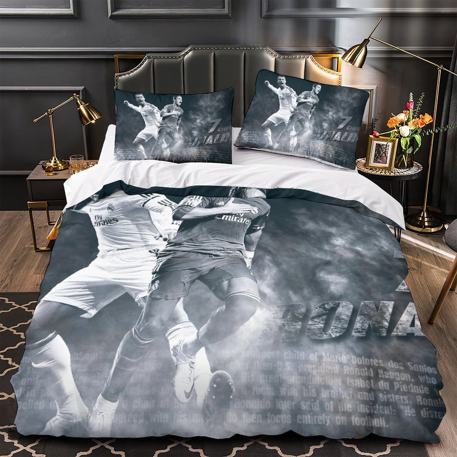 Juego de cama con estampado de Cristiano Ronaldo CR7, edredón y funda de edredón
