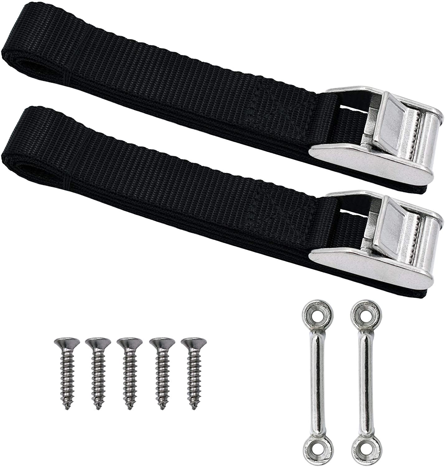 Kit de correas de amarre para hielera con presillas de acero inoxidable para cubierta y pie de apoyo. OPCIONES DE COLOR | OPCIONES DE LONGITUD