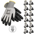Cut-Resistant Safety Work Gloves with Sandy Nitrile Dipped Palms - Pack of 12