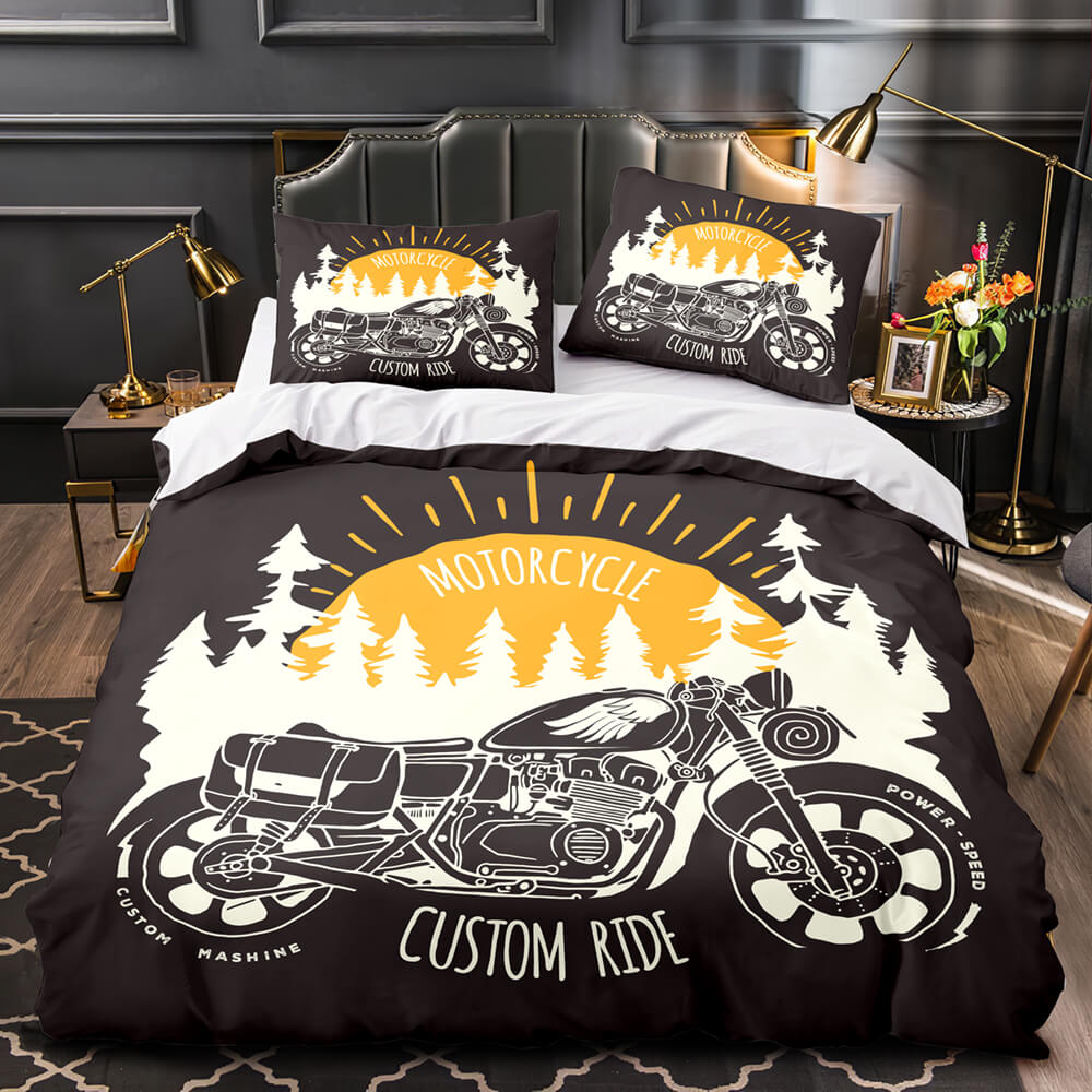 Juego de cama con funda de edredón y estampado Cafe Racer sin relleno