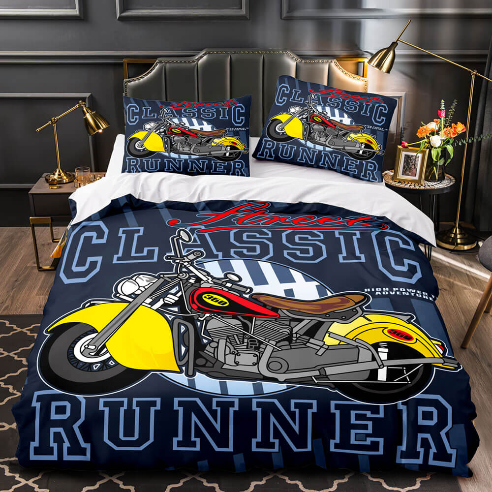 Juego de cama con funda de edredón y estampado Cafe Racer sin relleno