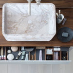 European Sugar Marble Rectangular Farmhouse Sink Semi-Polished (W)12.5" (L)18" (H)5"