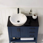 Lavabo de baño con exterior rugoso de mármol blanco Calacatta sobre tocador (diámetro de 16 in, altura de 5 in)