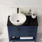 Lavabo de baño con exterior rugoso de mármol blanco Calacatta sobre tocador (diámetro de 16 in, altura de 5 in)