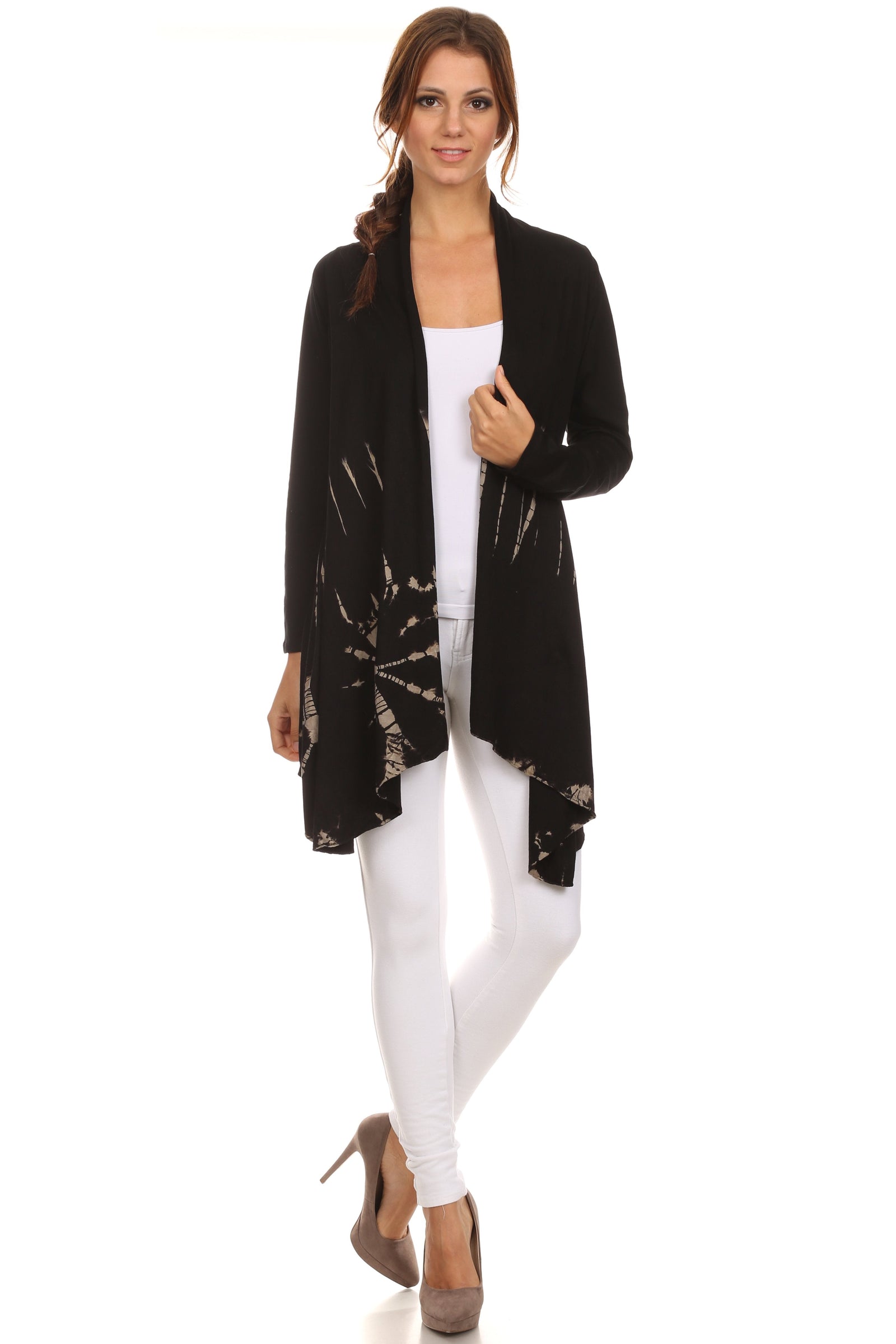 Sakkas Anjali Long Sleeve Draped Tie Dye Cardigan
