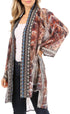 Sakkas Aremi Women Floral Printed Open Front Cardigan Top Boho Casual Short Sleeve