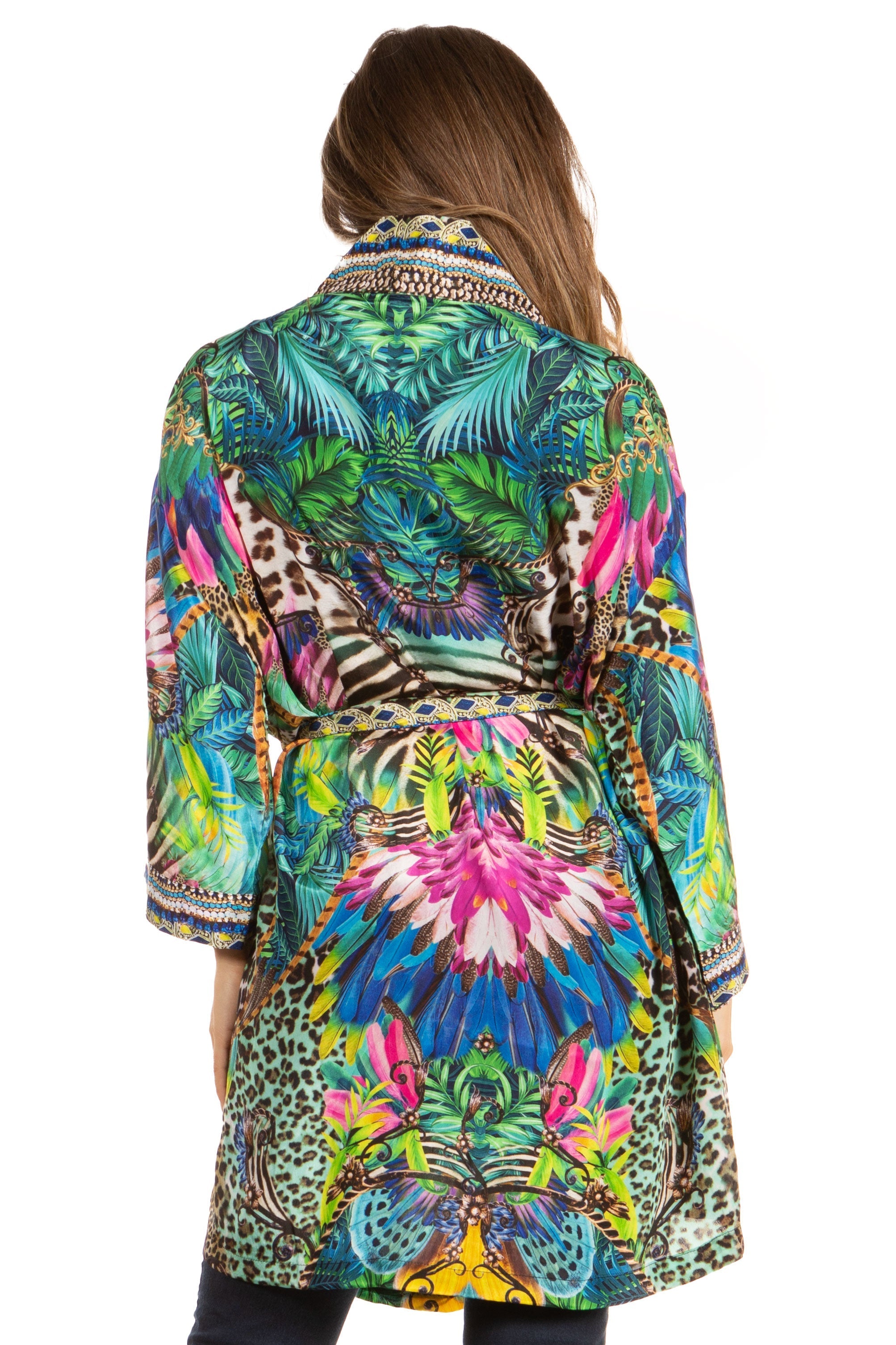 Manténgase a la moda con el suéter tipo cárdigan con estampado increíble Janis para mujer de Sakkas