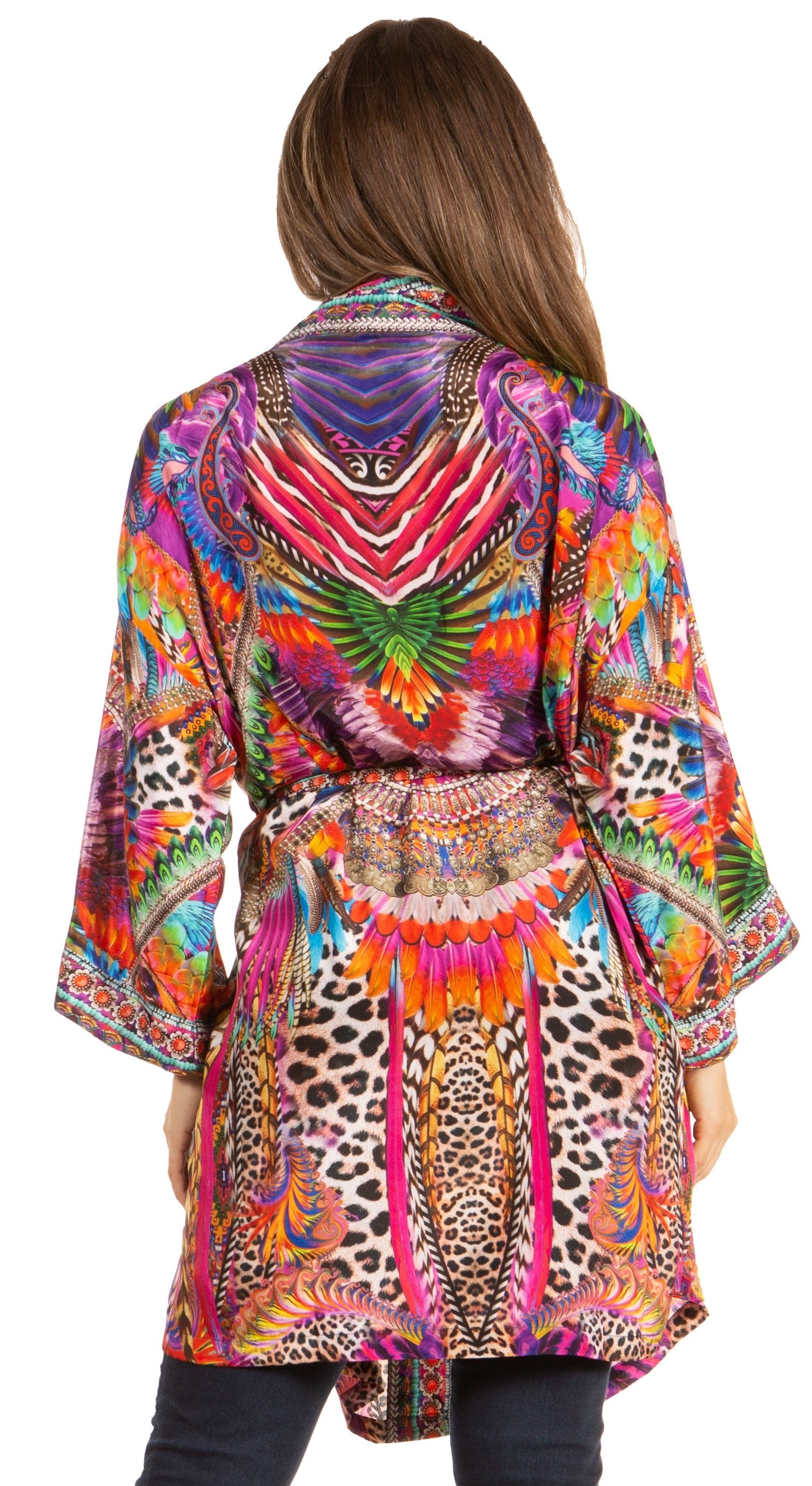 Manténgase a la moda con el suéter tipo cárdigan con estampado increíble Janis para mujer de Sakkas