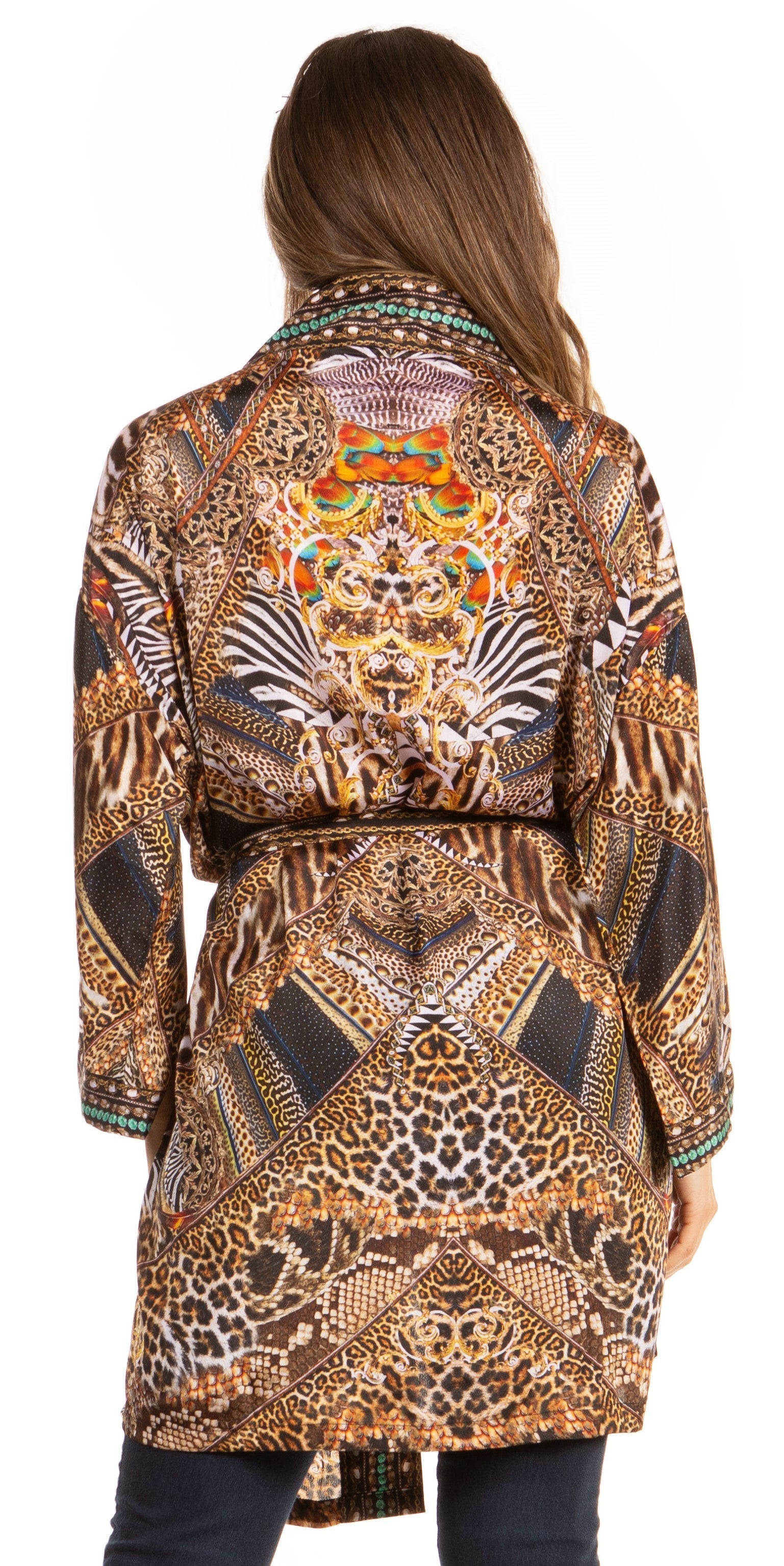 Manténgase a la moda con el suéter tipo cárdigan con estampado increíble Janis para mujer de Sakkas