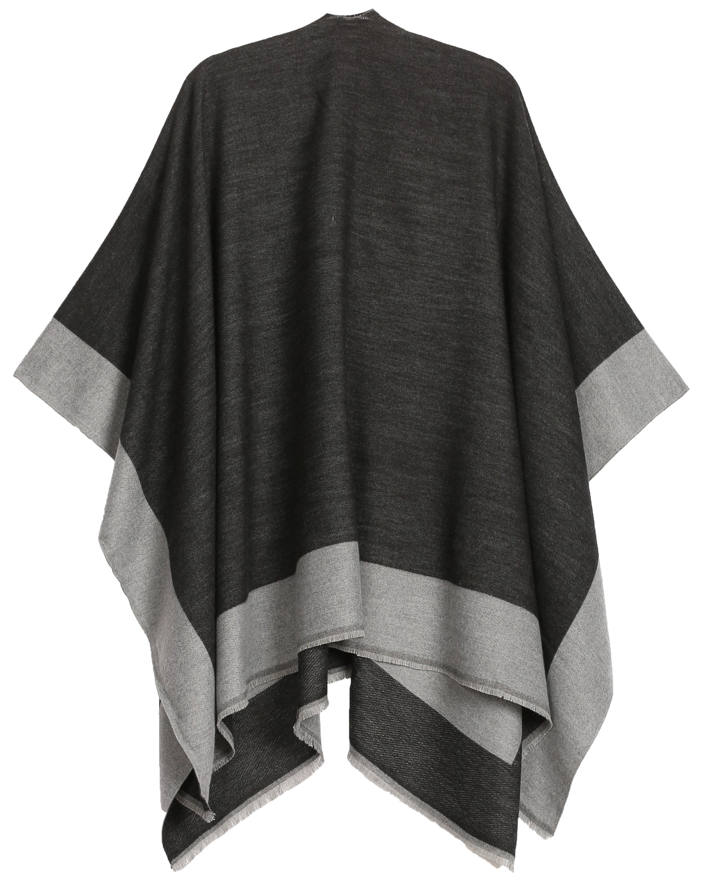 Sakkas Nila Women's Reversible Open Front Large Poncho Shawl Wrap Scarf Cape Ruana