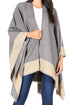 Sakkas Nila Women's Reversible Open Front Large Poncho Shawl Wrap Scarf Cape Ruana