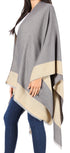 Sakkas Nila Women's Reversible Open Front Large Poncho Shawl Wrap Scarf Cape Ruana