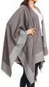 Sakkas Nila Women's Reversible Open Front Large Poncho Shawl Wrap Scarf Cape Ruana