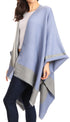 Sakkas Nila Women's Reversible Open Front Large Poncho Shawl Wrap Scarf Cape Ruana