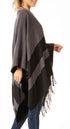 Sakkas Avi Women's Reversible Open Front Poncho Cardigan Ruana Cape Shawl W/Fringe