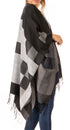 Sakkas Avi Women's Reversible Open Front Poncho Cardigan Ruana Cape Shawl W/Fringe