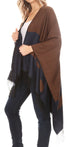 Sakkas Avi Women's Reversible Open Front Poncho Cardigan Ruana Cape Shawl W/Fringe