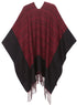 Sakkas Avi Women's Reversible Open Front Poncho Cardigan Ruana Cape Shawl W/Fringe