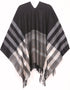 Sakkas Avi Women's Reversible Open Front Poncho Cardigan Ruana Cape Shawl W/Fringe