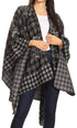 Sakkas Lupe Womens Reversible Poncho Wrap Cape Shawl Sweater Coat Cardigan Pattern