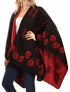 Sakkas Lupe Womens Reversible Poncho Wrap Cape Shawl Sweater Coat Cardigan Pattern