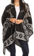 Sakkas Lupe Womens Reversible Poncho Wrap Cape Shawl Sweater Coat Cardigan Pattern