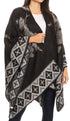 Sakkas Lupe Womens Reversible Poncho Wrap Cape Shawl Sweater Coat Cardigan Pattern