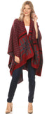 Sakkas Lupe Womens Reversible Poncho Wrap Cape Shawl Sweater Coat Cardigan Pattern