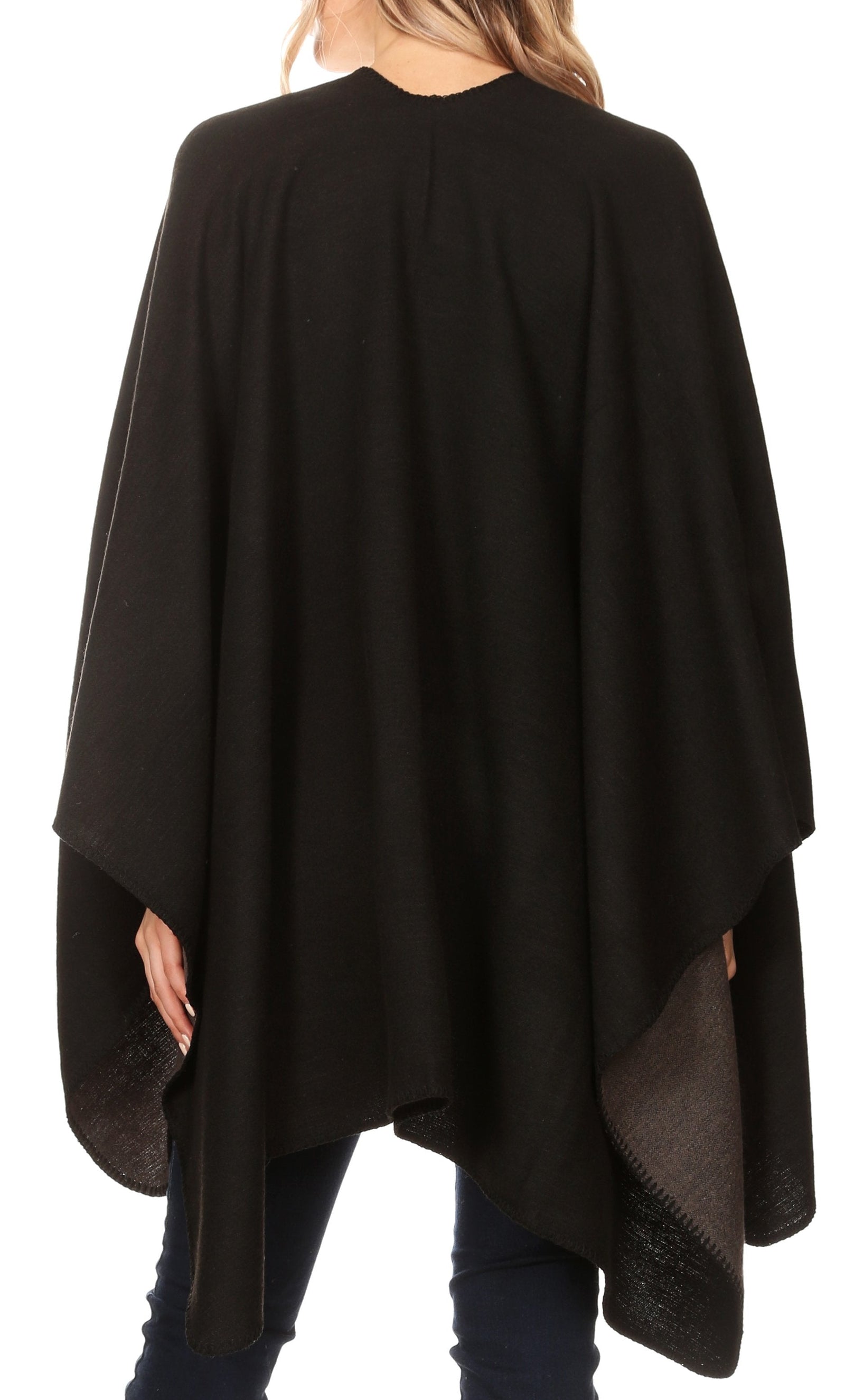 Poncho chal grande reversible para mujer Sakkas Mari, bufanda, capa, ruana y manta