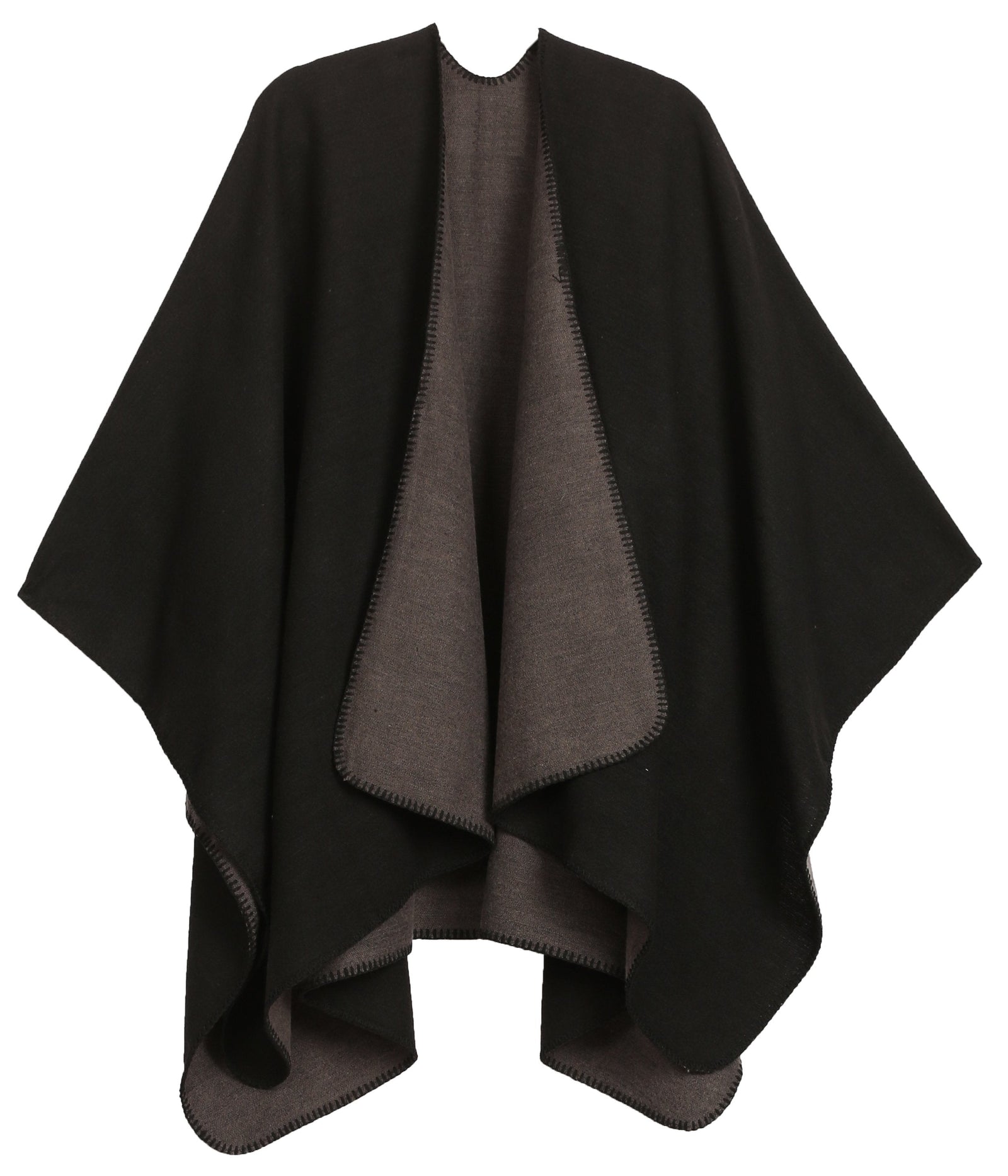 Poncho chal grande reversible para mujer Sakkas Mari, bufanda, capa, ruana y manta
