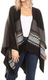 Poncho chal grande reversible para mujer Sakkas Mari, bufanda, capa, ruana y manta