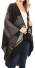 Poncho chal grande reversible para mujer Sakkas Mari, bufanda, capa, ruana y manta