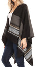 Poncho chal grande reversible para mujer Sakkas Mari, bufanda, capa, ruana y manta
