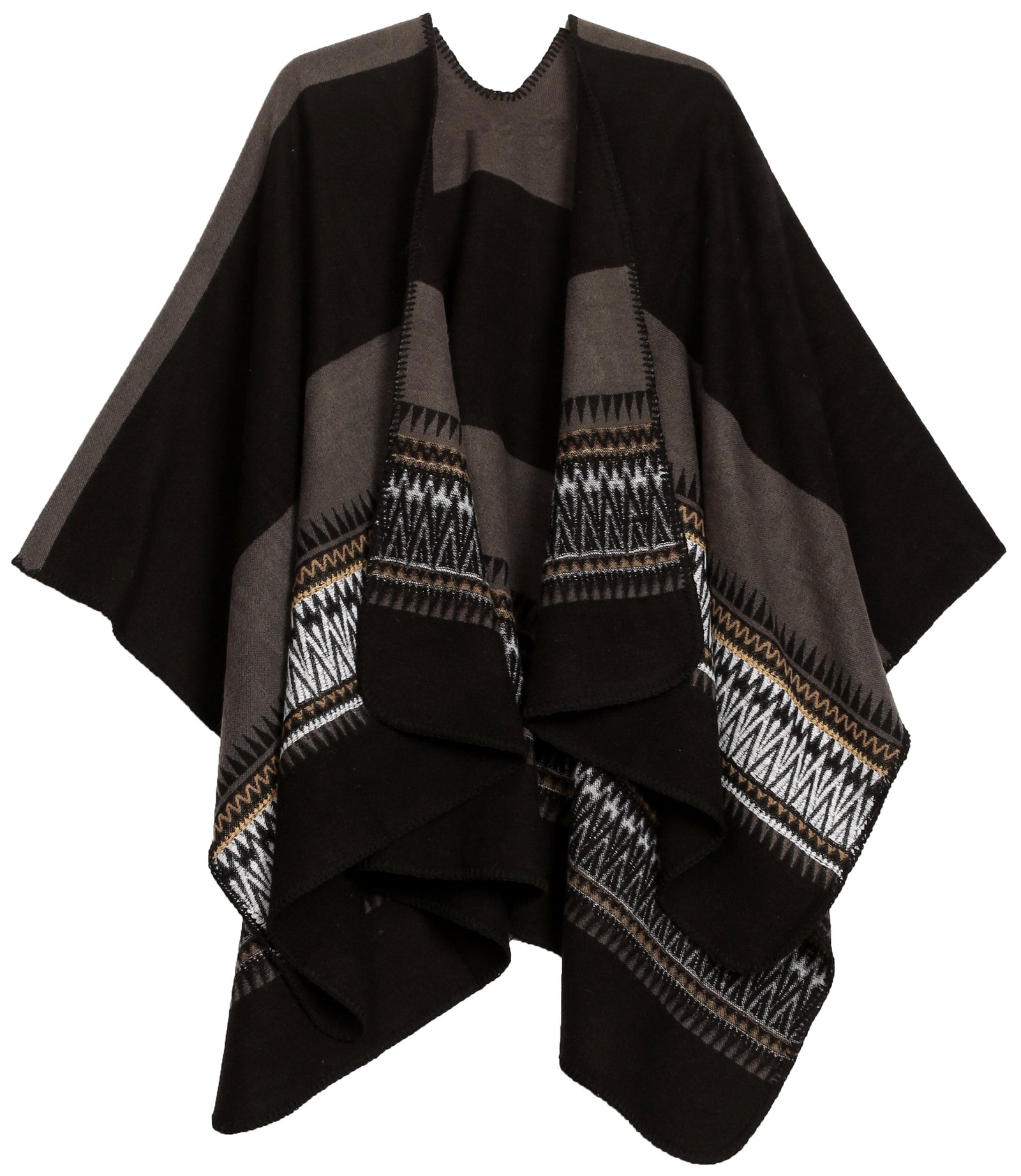 Poncho chal grande reversible para mujer Sakkas Mari, bufanda, capa, ruana y manta