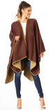 Poncho chal grande reversible para mujer Sakkas Mari, bufanda, capa, ruana y manta