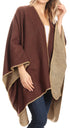 Poncho chal grande reversible para mujer Sakkas Mari, bufanda, capa, ruana y manta