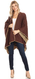 Poncho chal grande reversible para mujer Sakkas Mari, bufanda, capa, ruana y manta