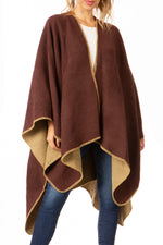 Poncho chal grande reversible para mujer Sakkas Mari, bufanda, capa, ruana y manta