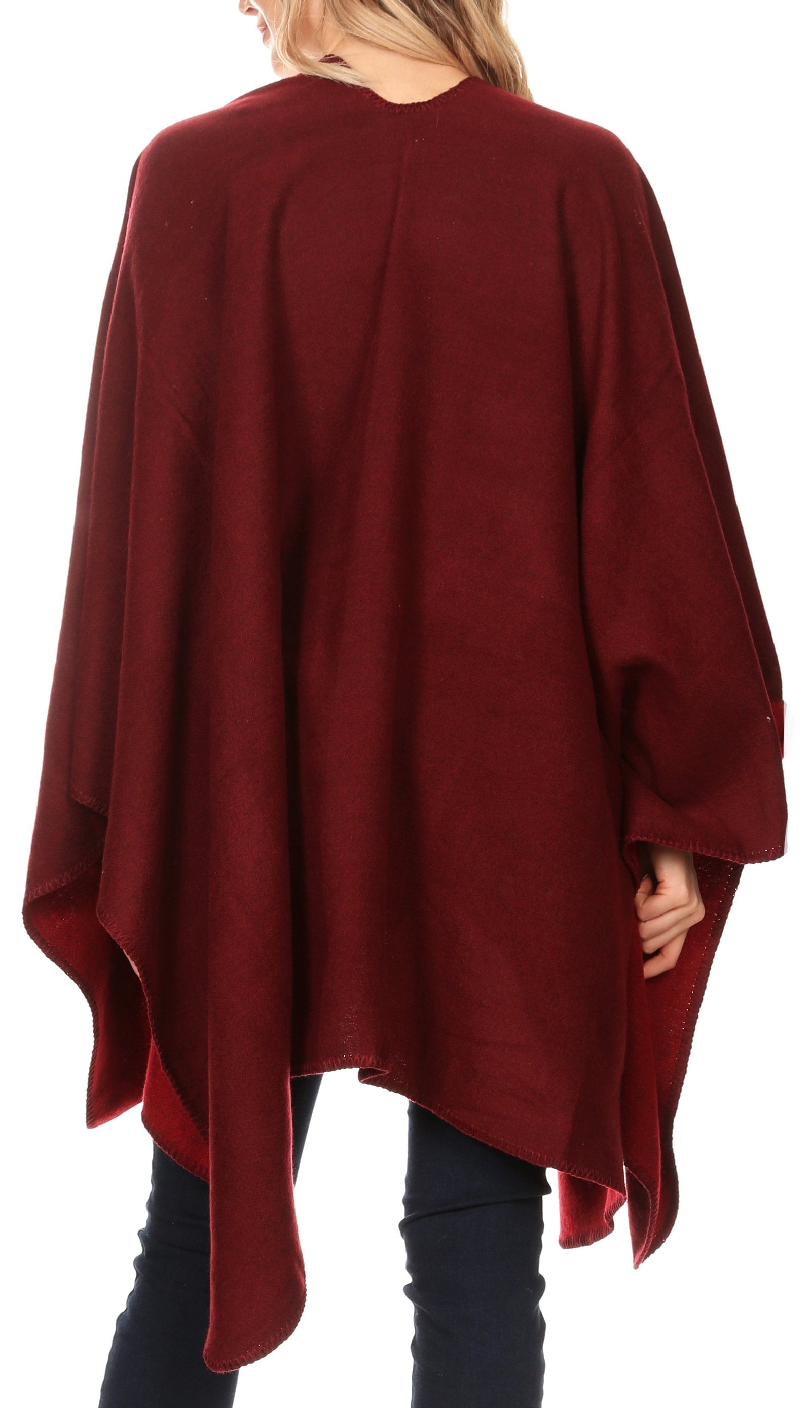 Poncho chal grande reversible para mujer Sakkas Mari, bufanda, capa, ruana y manta