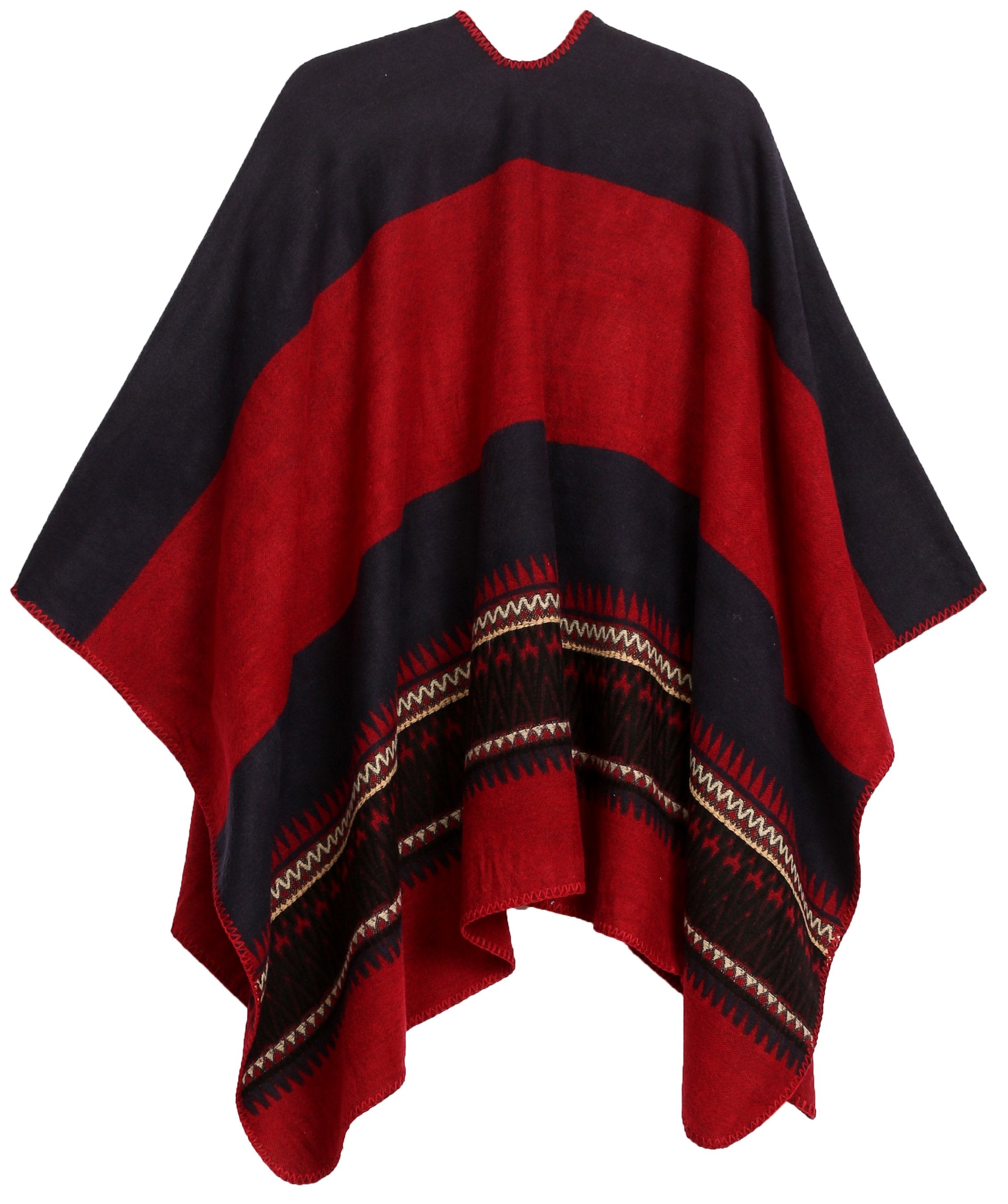 Poncho chal grande reversible para mujer Sakkas Mari, bufanda, capa, ruana y manta