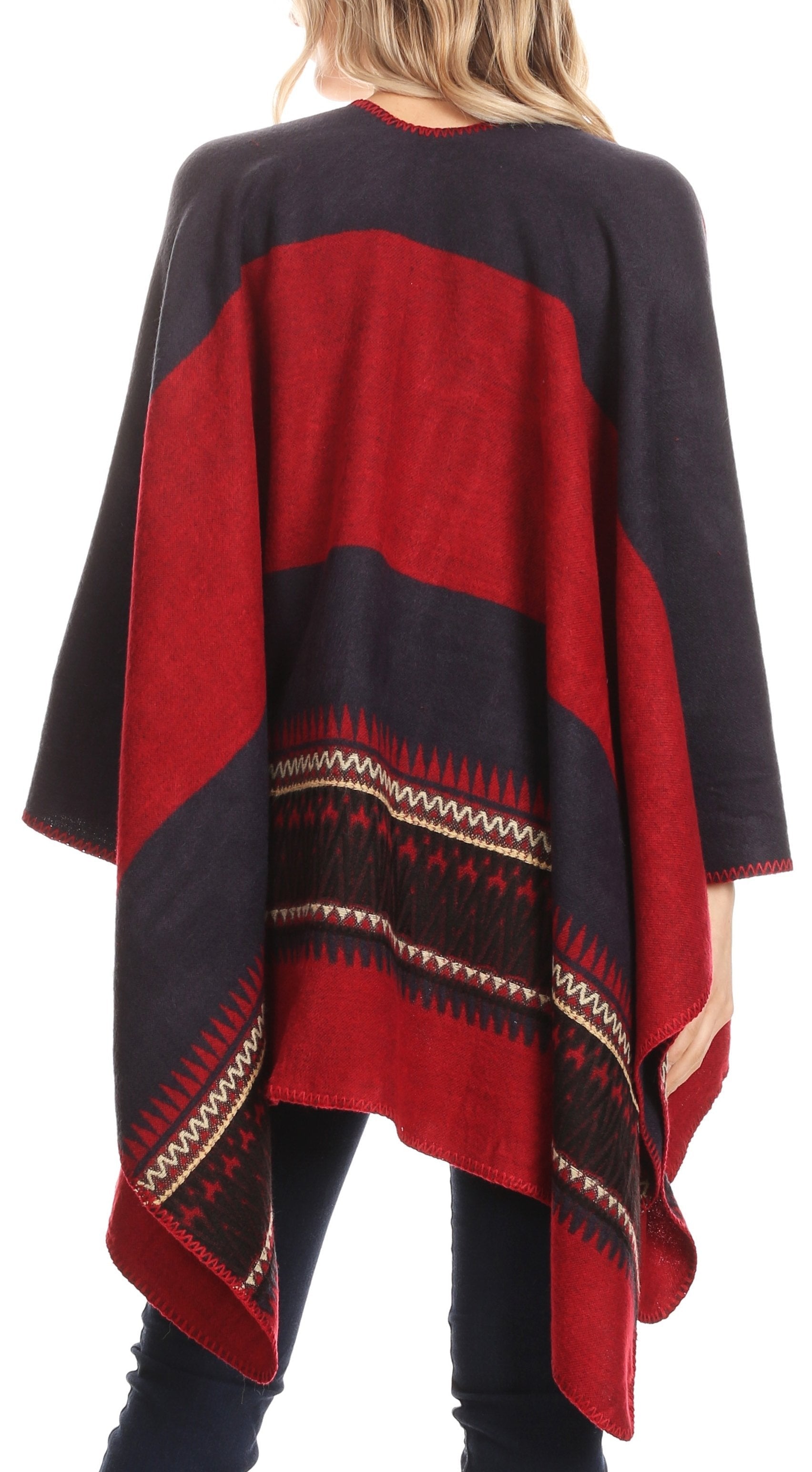 Poncho chal grande reversible para mujer Sakkas Mari, bufanda, capa, ruana y manta