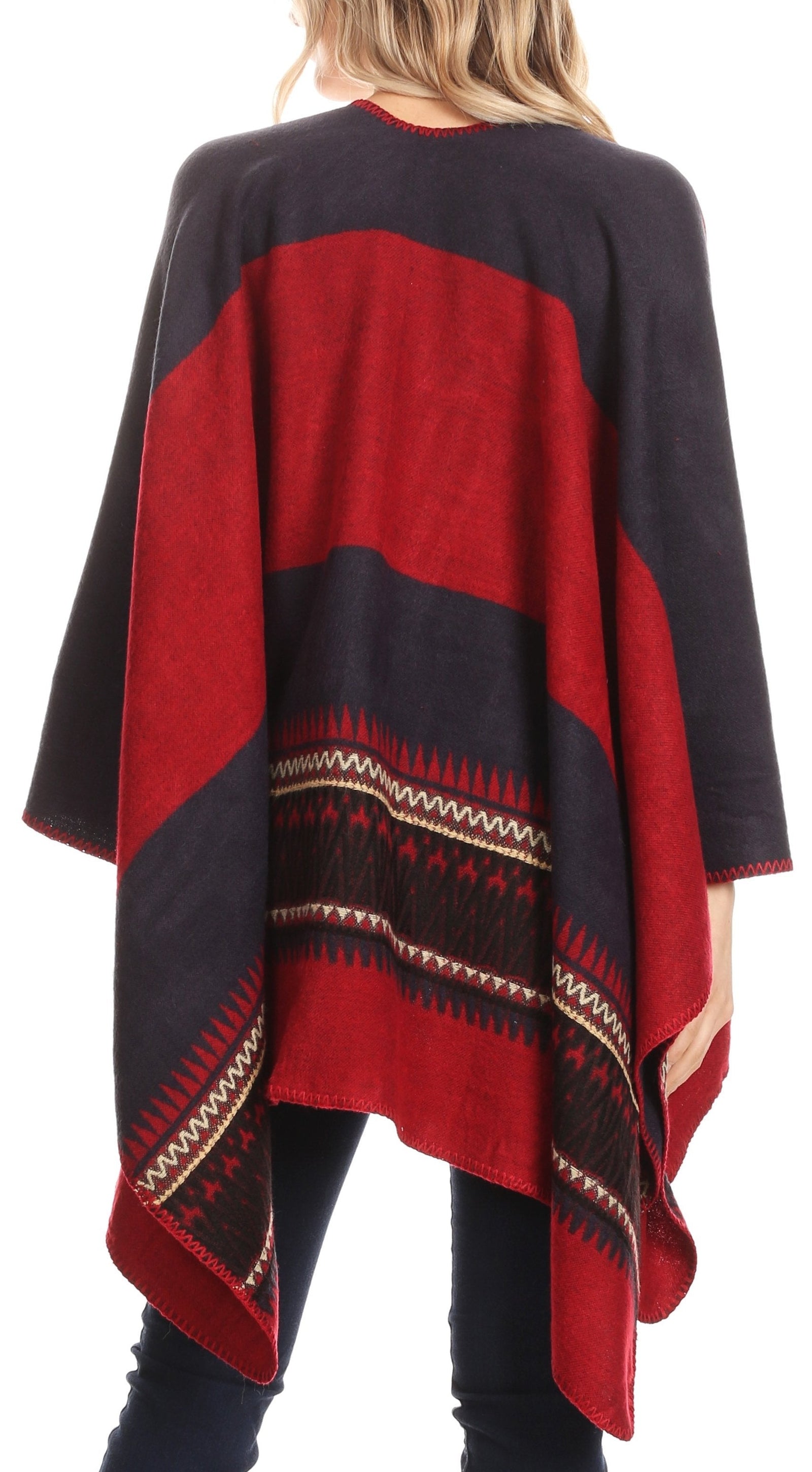 Poncho chal grande reversible para mujer Sakkas Mari, bufanda, capa, ruana y manta
