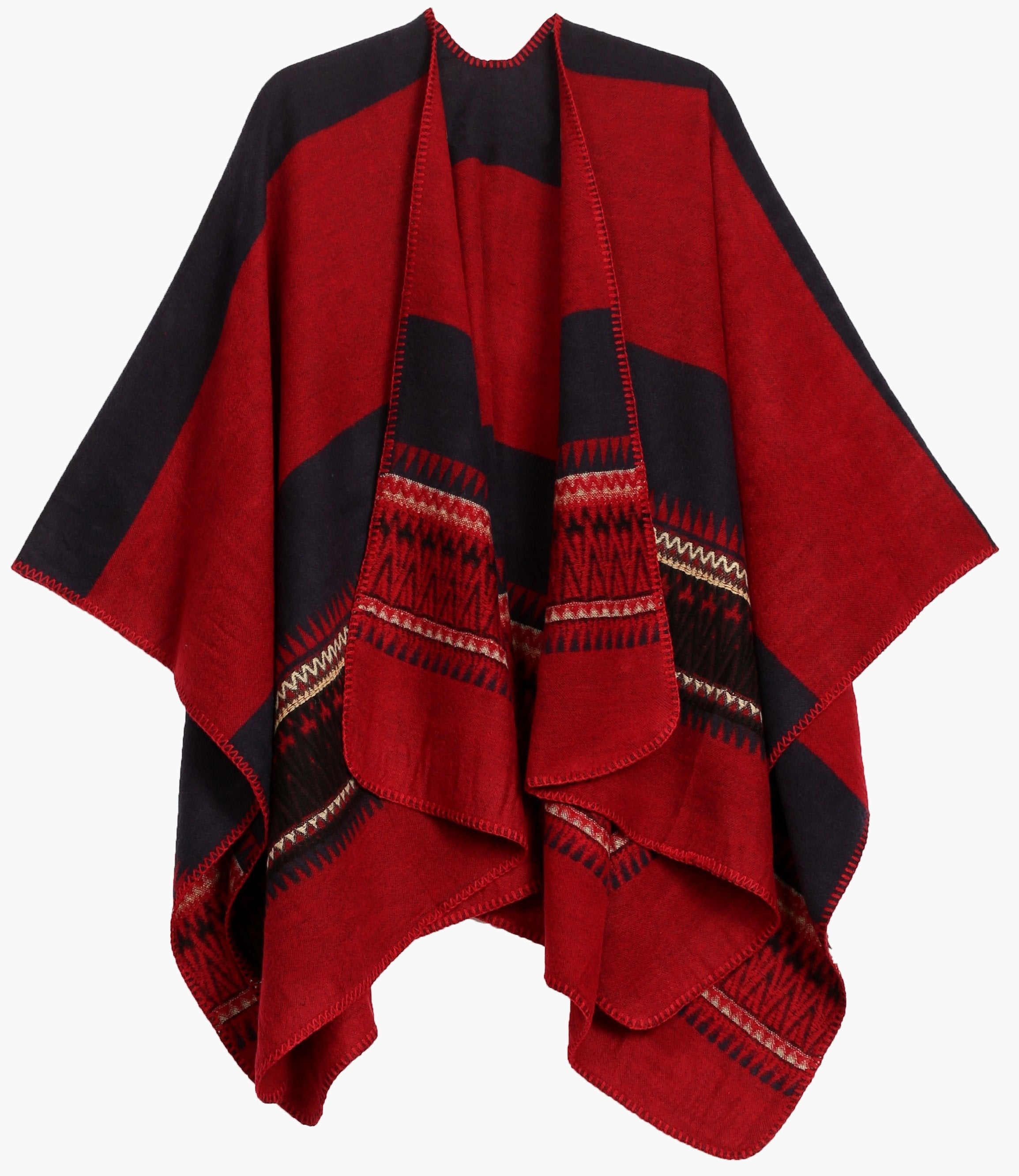 Poncho chal grande reversible para mujer Sakkas Mari, bufanda, capa, ruana y manta