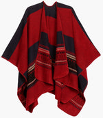 Poncho chal grande reversible para mujer Sakkas Mari, bufanda, capa, ruana y manta