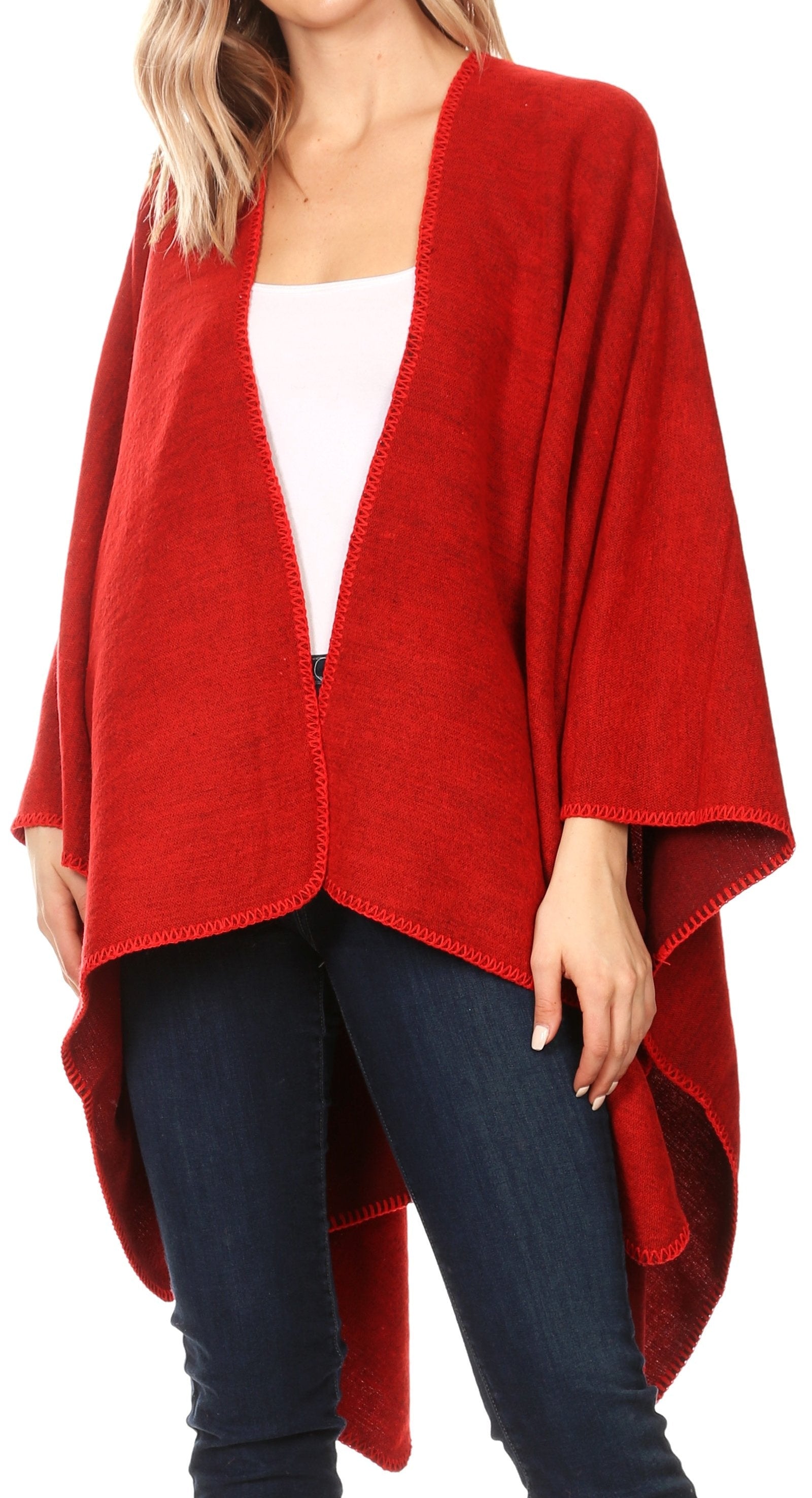 Poncho chal grande reversible para mujer Sakkas Mari, bufanda, capa, ruana y manta